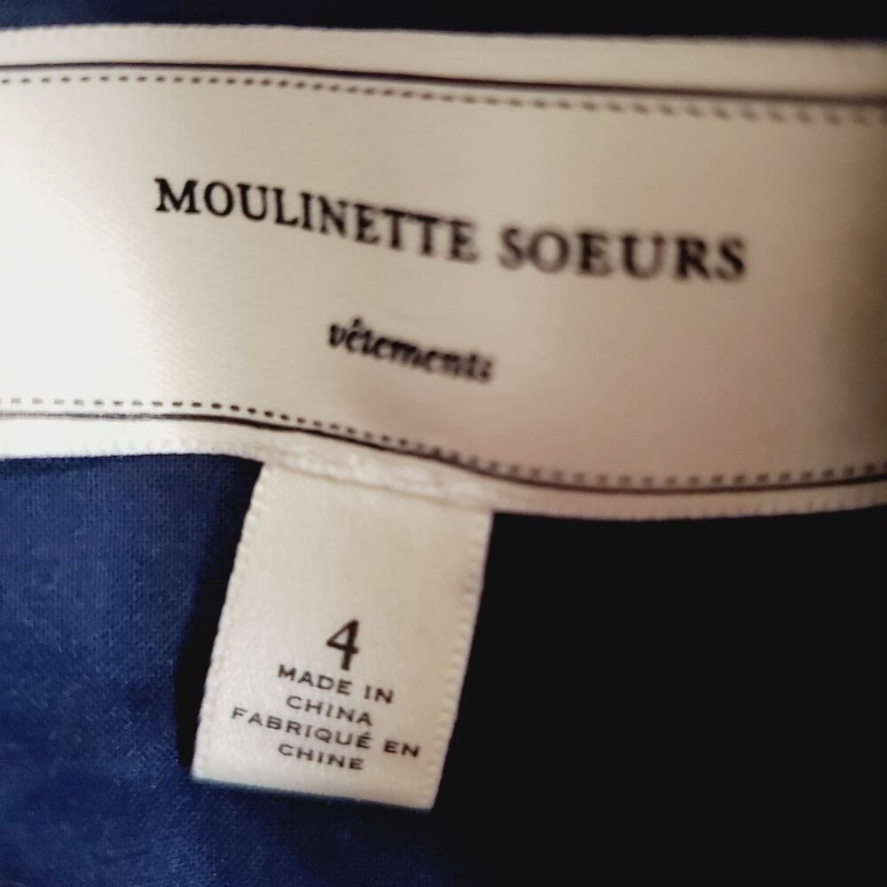 Moulinette Soeurs Dress White Polka Dot Navy Dress with Pockets Sz 4 - Picture 9 of 9